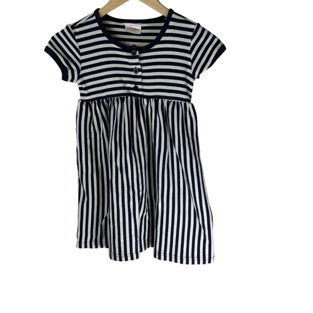 Hanna Andersson Navy/White Striped‎ Play Dress Sz 5